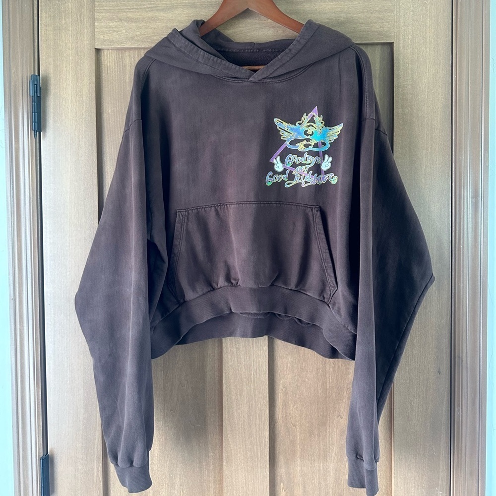 Boys Lie Goodbye and Good Riddance Brown Cropped Hoodie One Size